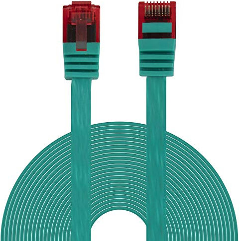 BIGtec Ethernet LAN Kabel 20m flexibles flaches Netzwerkkabel Patchkabel grün flachband Cable Gigabit DSL ISDN Flachbandkabel Verlegekabel RJ45 Stecker