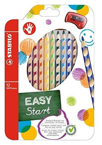 STABILO Easycolors Buntstifte Start Rechtshänder + Spitzer, 12 Stück