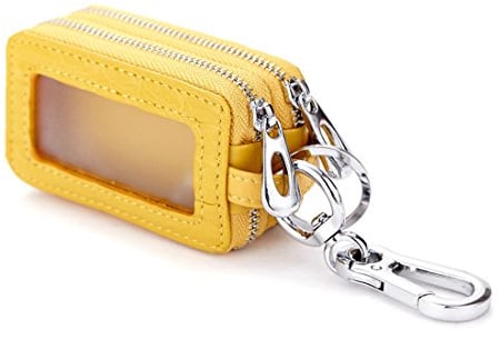 Esdrem Schlüsselmäppchen Unisex handgefertigt echtes Leder Reißverschluss Schlüsselanhänger Fall Tasche KFZ Schlüssel Halter Tasche