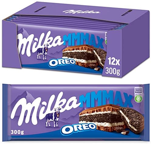 Milka OREO Schokoladentafel 12 x 300g Großtafel, Zarte Milka Alpenmilch Schokolade mit knusprigem OREO Keks