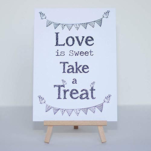 Candy Sweet Bar Sign White 'Love Is Sweet' Sign And Easel Stand - Wedding