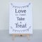 Candy Sweet Bar Sign White 'Love Is Sweet' Sign And Easel Stand - Wedding