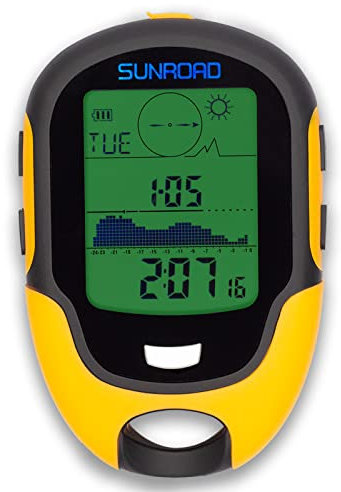 Sunroad Anself Fr500 Multifunctional LCD Digital Altimeter Barometer Compass Thermometer Hygrometer Weather Forecast LED Torch, Orange, Standard Size