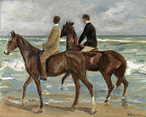 1art1 Max Liebermann Poster Zwei Reiter Am Strande, 1901 Bilder Leinwand-Bild Auf Keilrahmen | XXL-Wandbild Poster Kunstdruck Als Leinwandbild 50x40 cm
