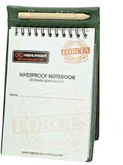 Wasser- und Reissfestes Notizbuch mit Schreiber in Nylon Tasche