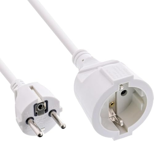 InLine Schutzkontakt-Verlängerungskabel CEE 7/7 für Innenbereich, GS-zertifiziert mit Kinderschutz, 230V, H05VV-F3G1,5, 7m, weiß, 16407W