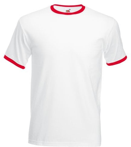 Fruit of the Loom Mens Ringer Short Sleeve T-Shirt (2XL) (White/Red)
