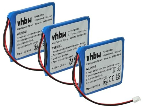 vhbw 3X Batterie Compatible avec Aastra 660177/R1C | 660177 téléphone fixe sans fil (650mAh, 3,7V, Li-ion)