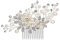 Clearine Damen Künstliche Perlen Kristall Blume Handarbeit DIY Braut Hochzeit Haarkamm Haarschmuck Ivory-farbe