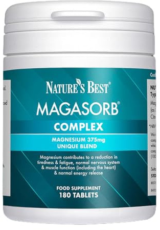 Nature's Best MagAsorb Complex 375mg, 180 Vegan Tablets | High Strength Magnesium, Contributes to the Reduction of Tiredness and Fatigue, UK Made, 6 Months' Supply