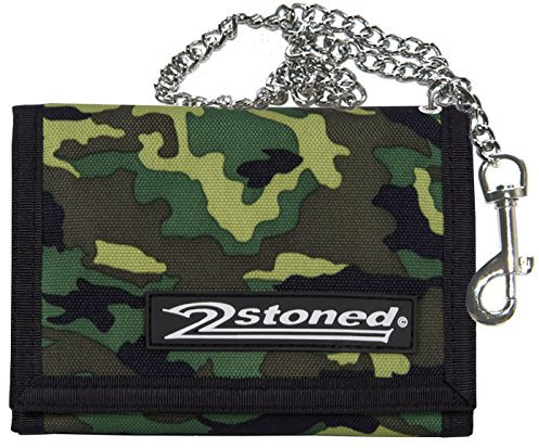 2Stoned Geldbörse Wallet Unisex Camouflage mit Kette und Karabiner, Patchlabel Speed, aus Polyester