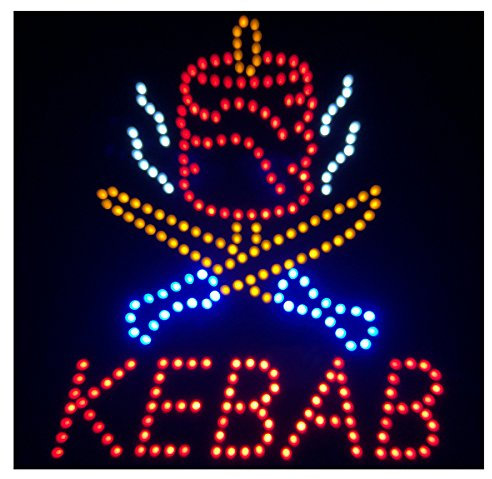 ADE LIGHT Enseigne Lumineuse à LED Kebab 40x40x2.5cm, Enseigne Lumineuse Commerciale, Acrylic, ABS, 400 x 400 x 25 MM