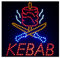 ADE LIGHT Enseigne Lumineuse à LED Kebab 40x40x2.5cm, Enseigne Lumineuse Commerciale, Acrylic, ABS, 400 x 400 x 25 MM