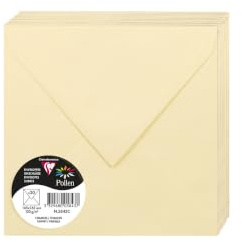 Clairefontaine 5843C - Packung mit 20 Umschläge Pollen, viereckig 16,5x16,5cm, 120g, Chamois, ideal für Ihre Einladungen und Korrespondenz, 1 Pack