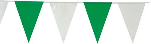tib 14417 Wimpelgirlande mit 30 Wimpeln, wetterfest, Grün/Weiß, Einheitsgröße