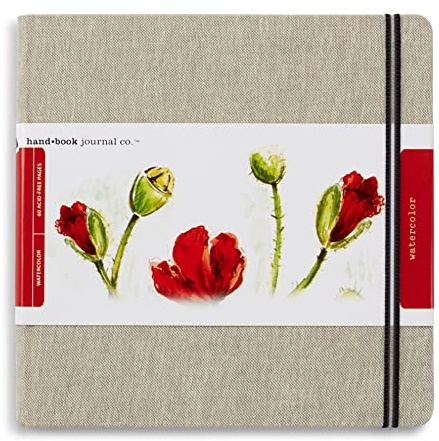 Speedball Handbook Journal Co. Aquarell-Skizzenbuch für Künstler, quadratisch, 21,6 x 21,6 cm, 43,1 kg/200 g/m², Hardcover mit Tasche