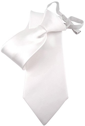 TigerTie Security Satin Seidenkrawatte weiß schneeweiß uni Gummizug - Krawatte Seide