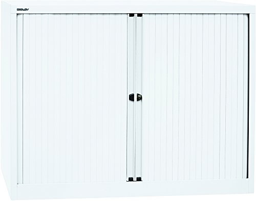 BISLEY Rollladenschrank EuroTambour, 2 Fachböden, 2,5 OH, Metall, Pww696 Rollladen/Korpus Verkehrsweiß, 43 x 120 x 103 cm