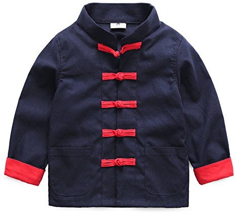 Mud Kingdom Little Boys Chines Tang New Years Jacket Retro Long Sleeve Outerwear for Boy Traditional Festival Clothes Linen Navy Blue 5 Years