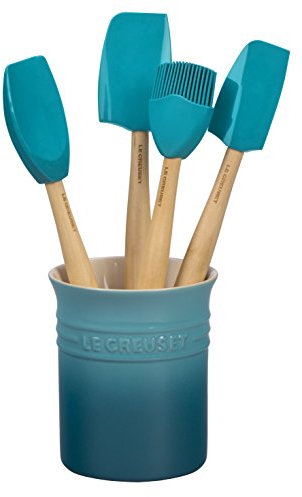 Le Creuset Silicone Craft Series - Juego de utensilios de cocina con vajilla de gres, 5 piezas, Caribe
