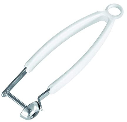 Fackelmann 49025 Dénoyauteur de cerises, dénoyauteur, extracteur de noyau, Acier inoxydable, Plastique, Blanc, 17,5 x 4,5 x 2 cm