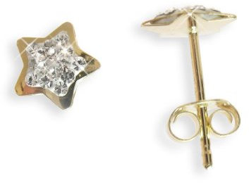 Ohrstecker echt 14 Karat Gold 585 Stern mit Zirkonia Kristallen (Art.811059)