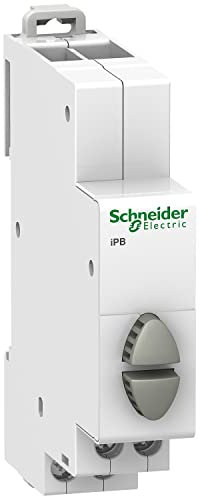 Schneider Electric A9E18035 Acti 9 iPB Doble Gris Pulsadores, 1NO-1NO, 82mm x 18mm x 71.5mm, Blanco