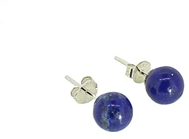 Budawi® Lapislazuli Ohrstecker 8 mm Kugel Perle 925er Silber Ohrringe Stecker