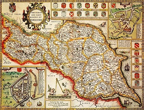 Ryco Originals YNER1 North and East Riding of Yorkshire Historical Map 1000 Piece Jigsaw Puzzle (1610). Free Print