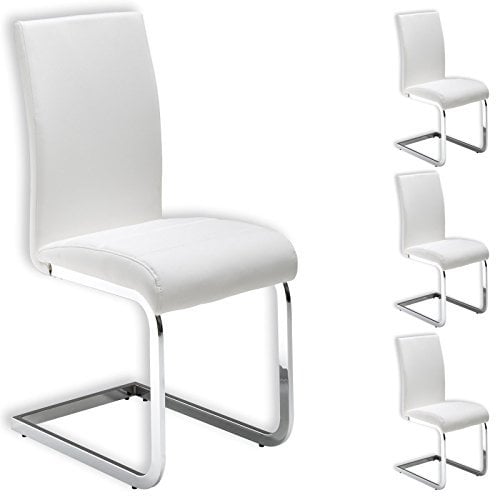 IDIMEX Stuhl Schwingstuhl Esszimmerstuhl Sitzgelegenheit Leticia, weiß, im 4er Pack