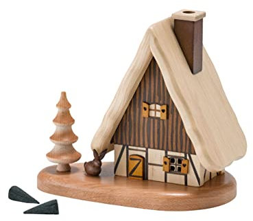 Zeidler Holzkunst Räucherhaus auf Sockel, Natur - 16x15,5x10cm - Original Erzgebirge Räuchermann