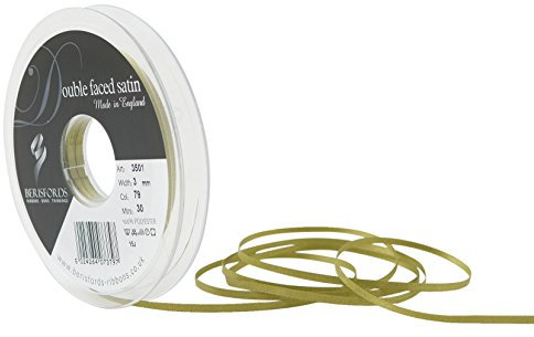 Berisfords Double FACE Poly Satin Ribbon, Moss, 3 mm