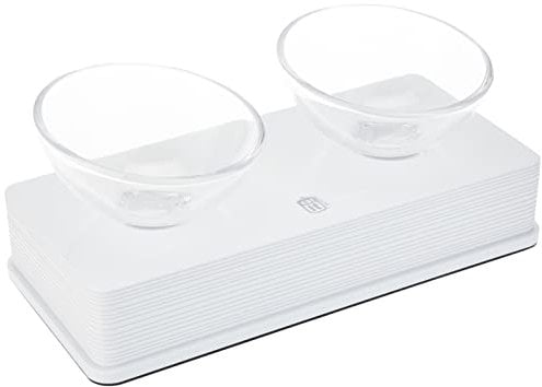 Catit Bol 2x200 ml en Verre sur Support Blanc
