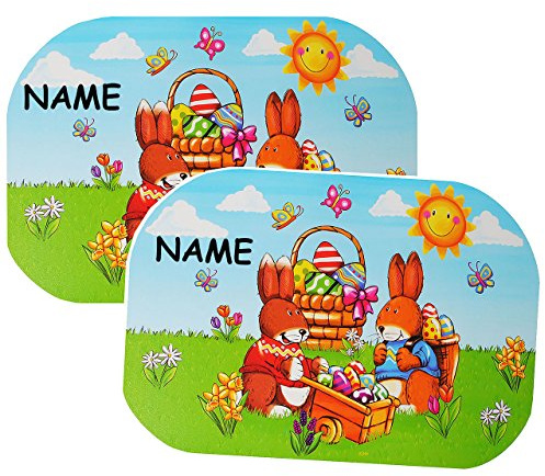alles-meine.de GmbH 2 TLG. Set: Unterlagen - Osterhasen & Ostereier - 42 cm * 27 cm incl. Namen - Tischunterlage/Platzdeckchen/Malunterlage/Knetunterlage/Eßunterlage - Os..