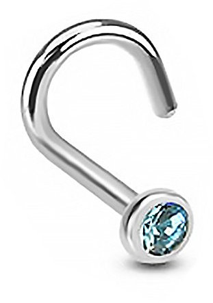 Autiga Nasenpiercing Stecker Nasenstecker Stift Nasen Piercing gebogen Zirkonia Kristall türkis