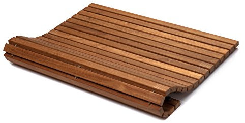 Asinox TEK4H880 Caillebotis de Douche, Bois en Teck, Enroulable, 66 x 66 x 2,5 cm