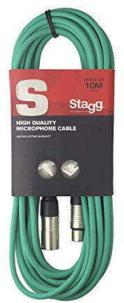 Stagg 10 m cable XLR a conector XLR para micrófono de calidad, verde