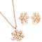 Kim Johanson Edelstahl Damen Schmuckset Schneeflocke Halskette mit Anhänger & Ohrringe in Roségold inkl. Schmuckbeutel