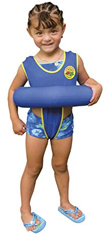 Poolmaster Blue Learn to Swim Trainer Vest with Tube Float, Kids Swim Aid for Ages 3+, Swimming Position Trainer, Adjustable Strap, UPF 50, Fits 34 to 40 Inches, 27 to 35 lbs
