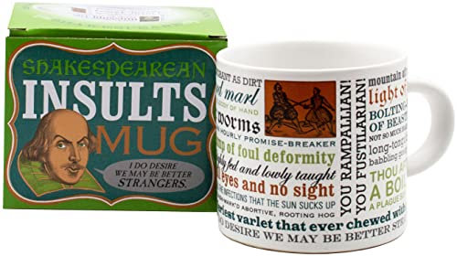 Shakespeare Beschimpfungen Tasse | Witzige Kaffeetasse | Kaffeebecher | Die literarische Kaffee-Tasse & Tee-Becher in groß ca. 400 ml | XXL Tasse | Shakespeare Coffee Mug | Geschenk für Geburtstag, Weihnachten, Valentinstag