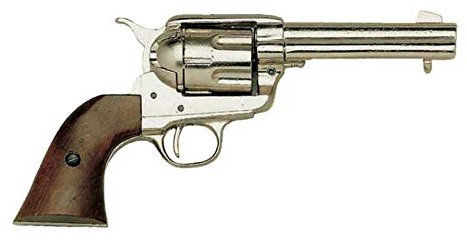 Denix Colt Peacemaker vernickelt USA 1873 - Spielzeugwaffe, Nachbildung 45er Colt Single Action Peacemaker, 29cm, Metall und Holz, Erwachsene, Unisex
