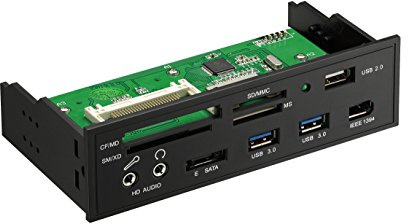 sempre MP-3 5.25 MultiFrontpanel 2x USB3.0 mit 19Pin USB3.0 DualPort direkt auf Mainboard 1 x USB2.0 1x eSTAT HD/AC97 Audio All in One Cardreader mit SDHC SDXC Unterstützung