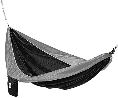 hammaka Fallschirmseide leicht tragbar Doppel-Hängematte, schwarz/grau