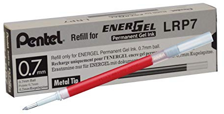 Pentel EnerGel Document LRP7 Nachfüllmine für 0.7 mm Gelschreiber, rot (12 Stück)