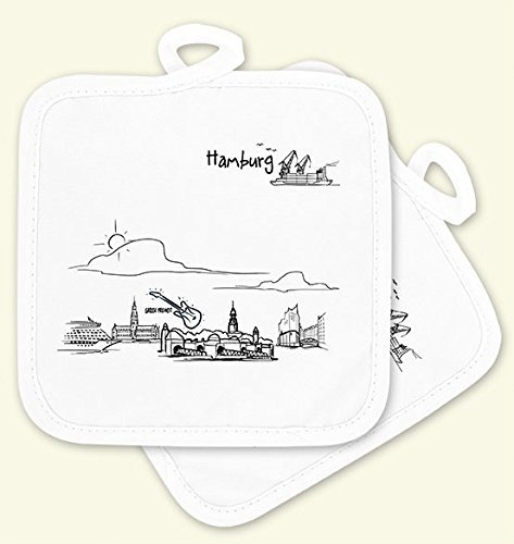 die stadtmeister Topflappen-Set ''Skyline Hamburg''
