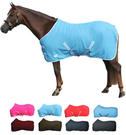 netproshop Basic Pferde Abschwitzdecke mit Kreuzbegurtung Fleece Qualität Gr. 105-155, Groesse:130, Farbe:Hellblau