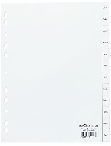 DURABLE 6114-02 Karton-Register, blanko, DIN A4, marmoriert, 12-teilig