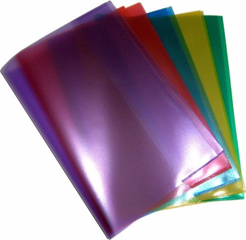 10 stabile DIN A5 Heftumschlaghüllen (Heftschoner), mit 2 Einstecklaschen, translucent, Stärke: 120 my + 2x3D-Effekt-Sticker-Bogen