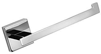 Croydex Flexi-Fix Cheadle Chrome Toilet Roll Holder, Easy Install Toilet Roll Holder, No Drilling Required, Screw or Adhesive Toilet Paper Holder, All Fixings Included, 54 x 190 x 66mm