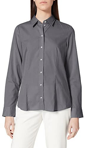 Seidensticker Damen City Langarm Regular Fit Uni Bügelfrei Bluse, Grau, 52 EU
